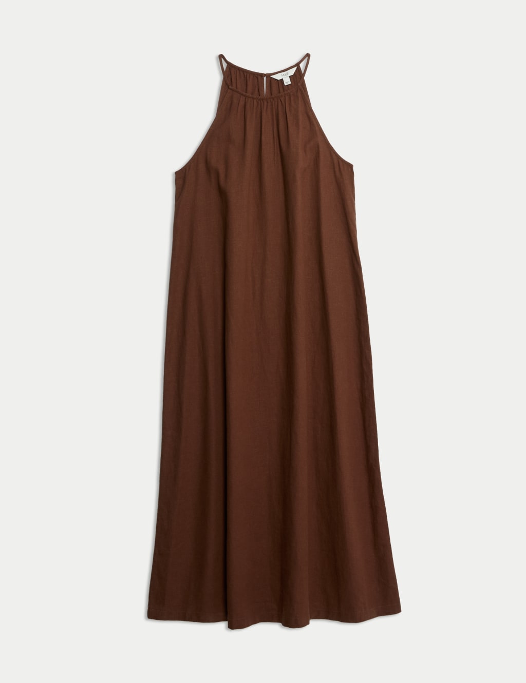 Linen Rich Halter Neck Midaxi Swing Dress 2 of 5