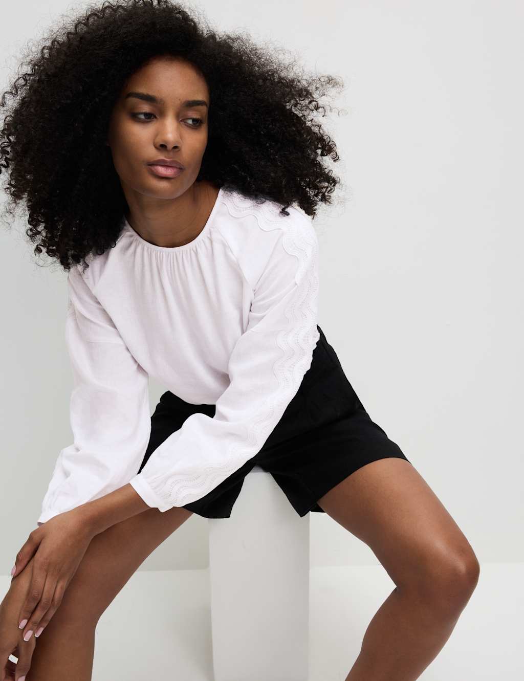 Linen Rich Broderie Blouse 5 of 5