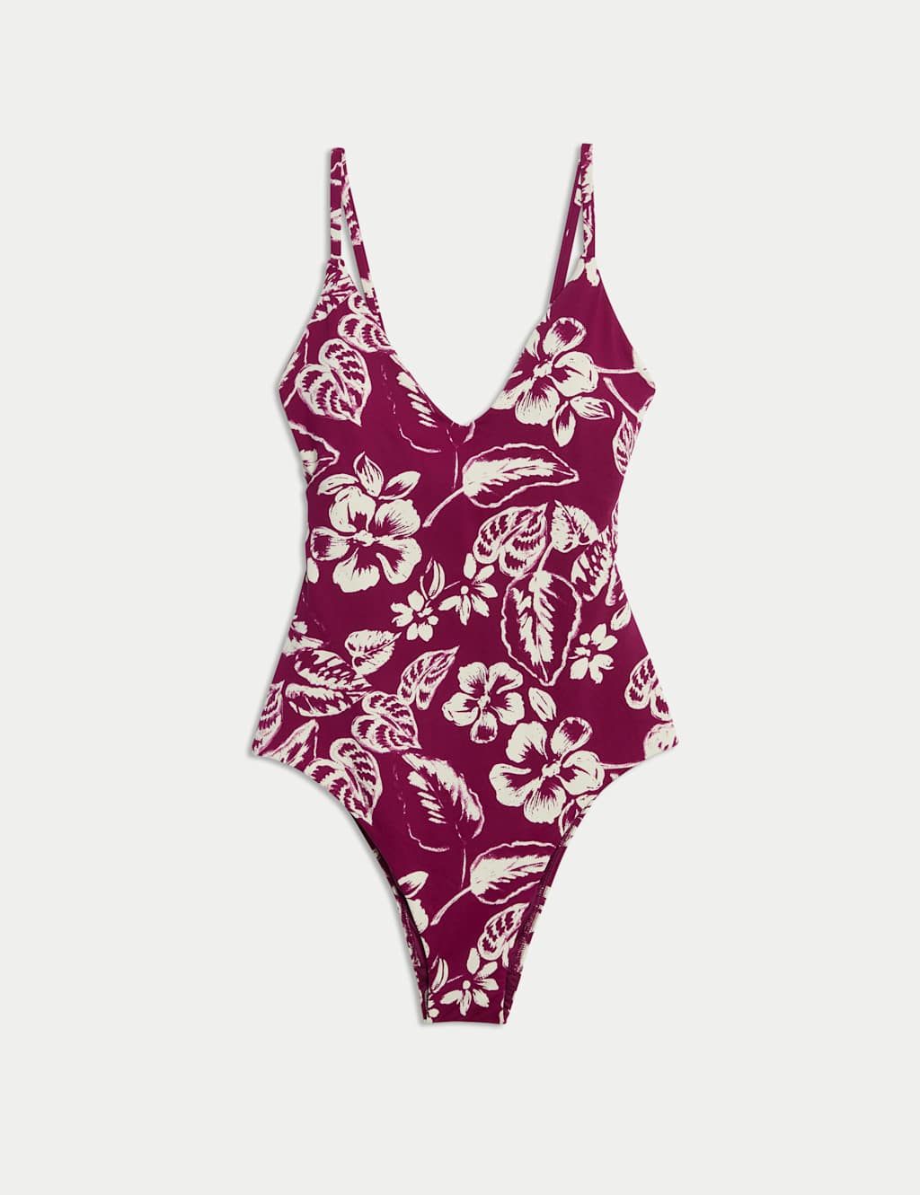 Tummy Control Palm Print Plunge Swimsuit 2 of 5