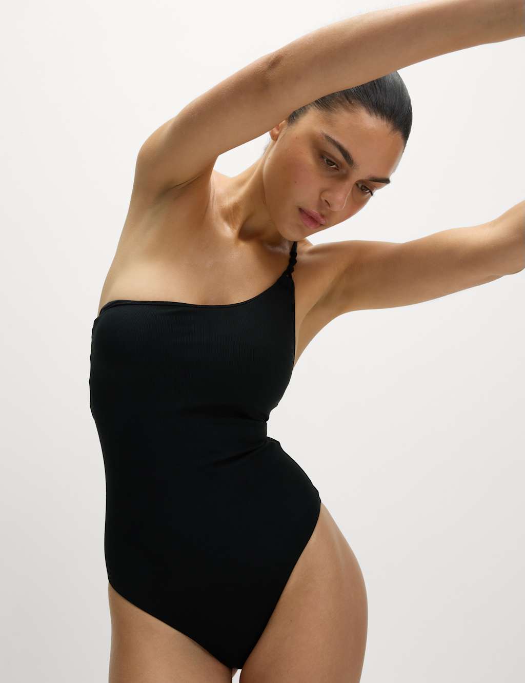 Textured One Shoulder Padded Swimsuit 4 of 5