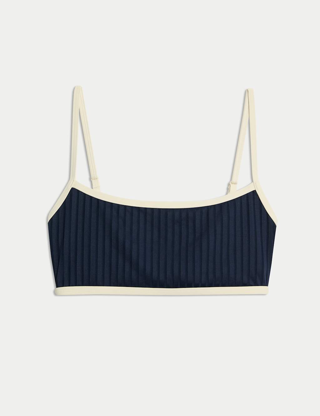 Ribbed Contrast Tipping Scoop Neck Bikini Top 2 of 5
