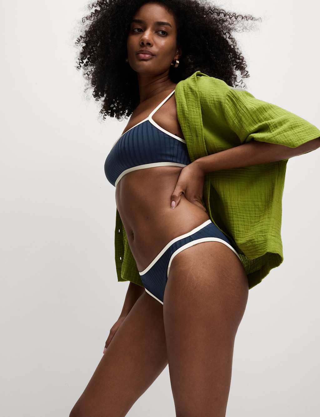 Ribbed Tipped High Leg Bikini Bottoms 4 of 4