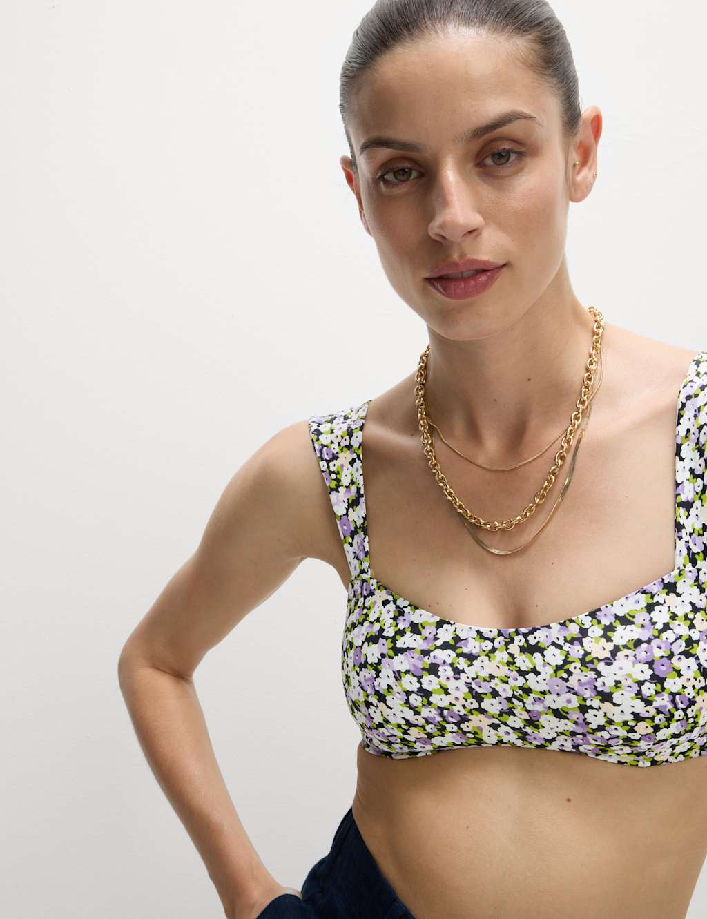 Floral Padded Sweetheart Neck Bikini Top 4 of 6