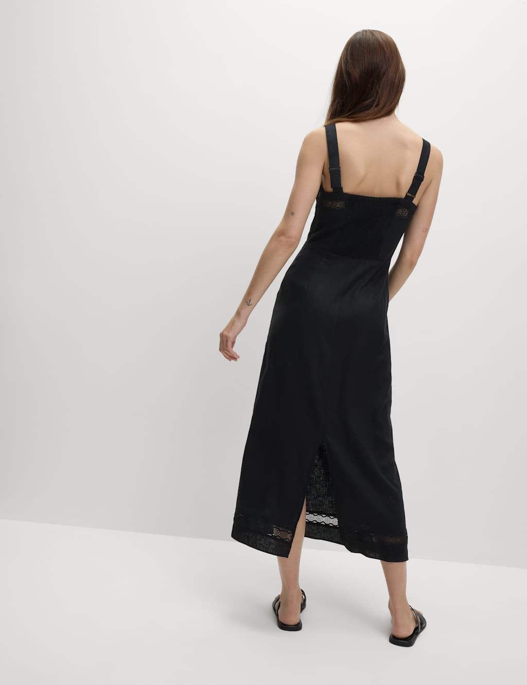 Linen Rich Square Neck Midi Shift Dress 5 of 6
