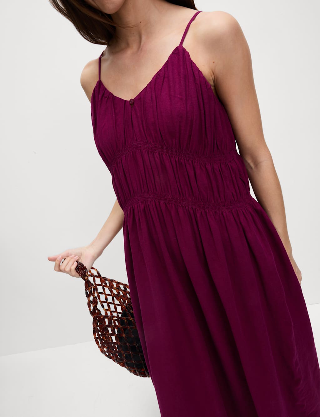 Linen Rich V-Neck Strappy Midaxi Swing Dress 5 of 6