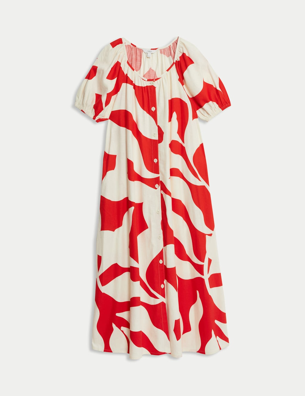 Linen Rich Printed Midi Swing Dress 2 of 6