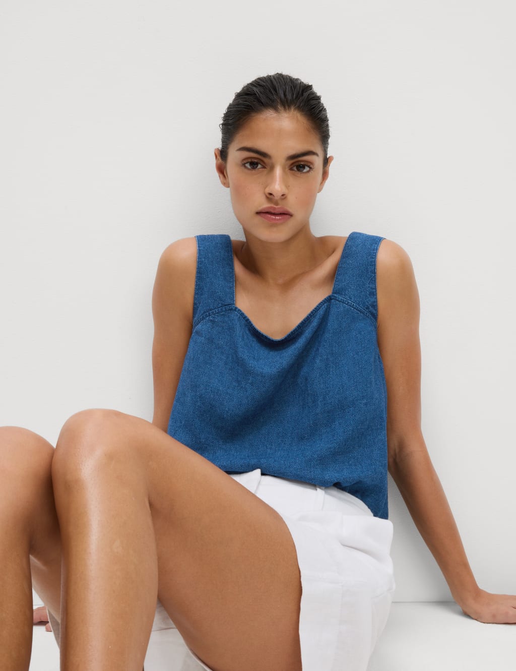 Linen Rich Square Neck Vest Top 1 of 5