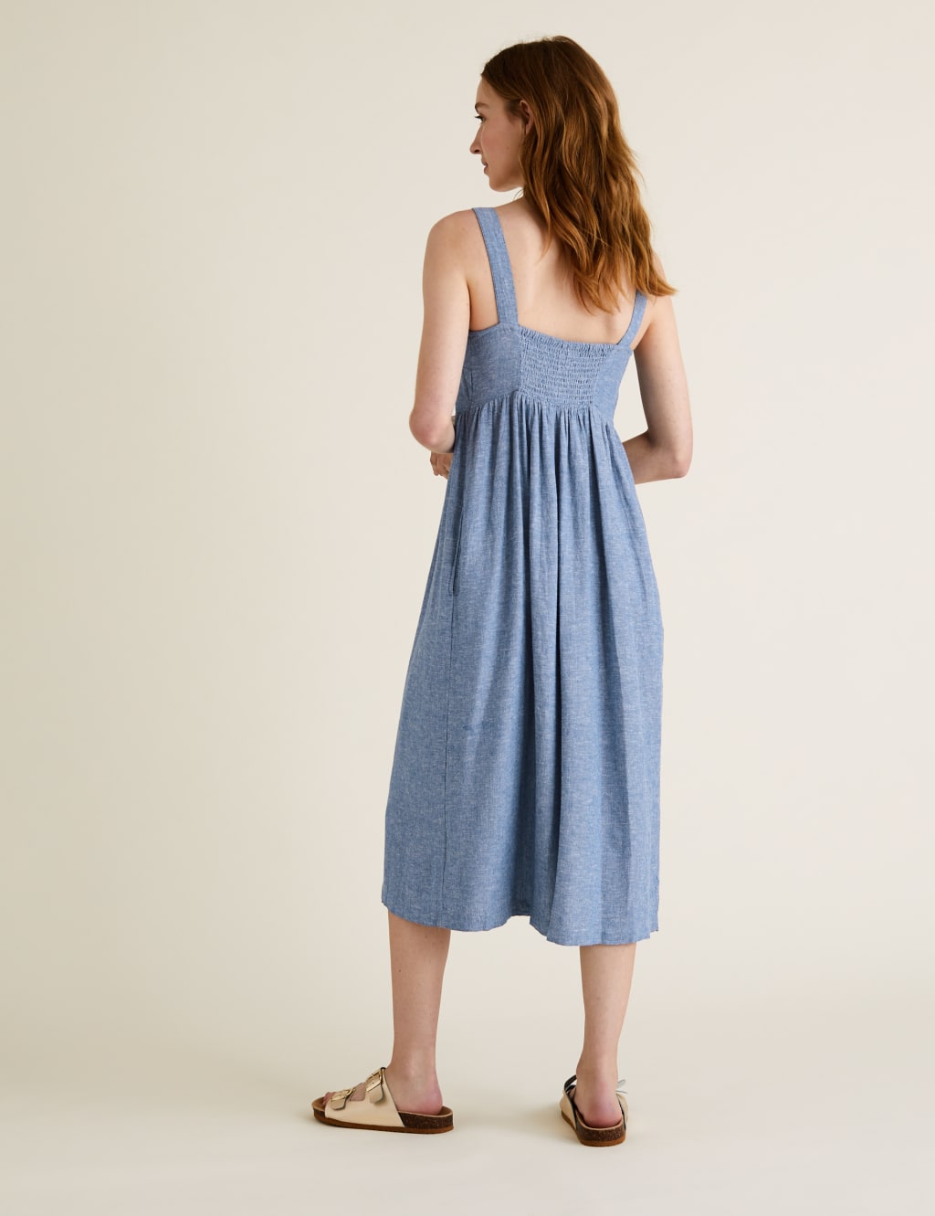 Linen Button Through Cami Midi Slip Dress 5 of 5