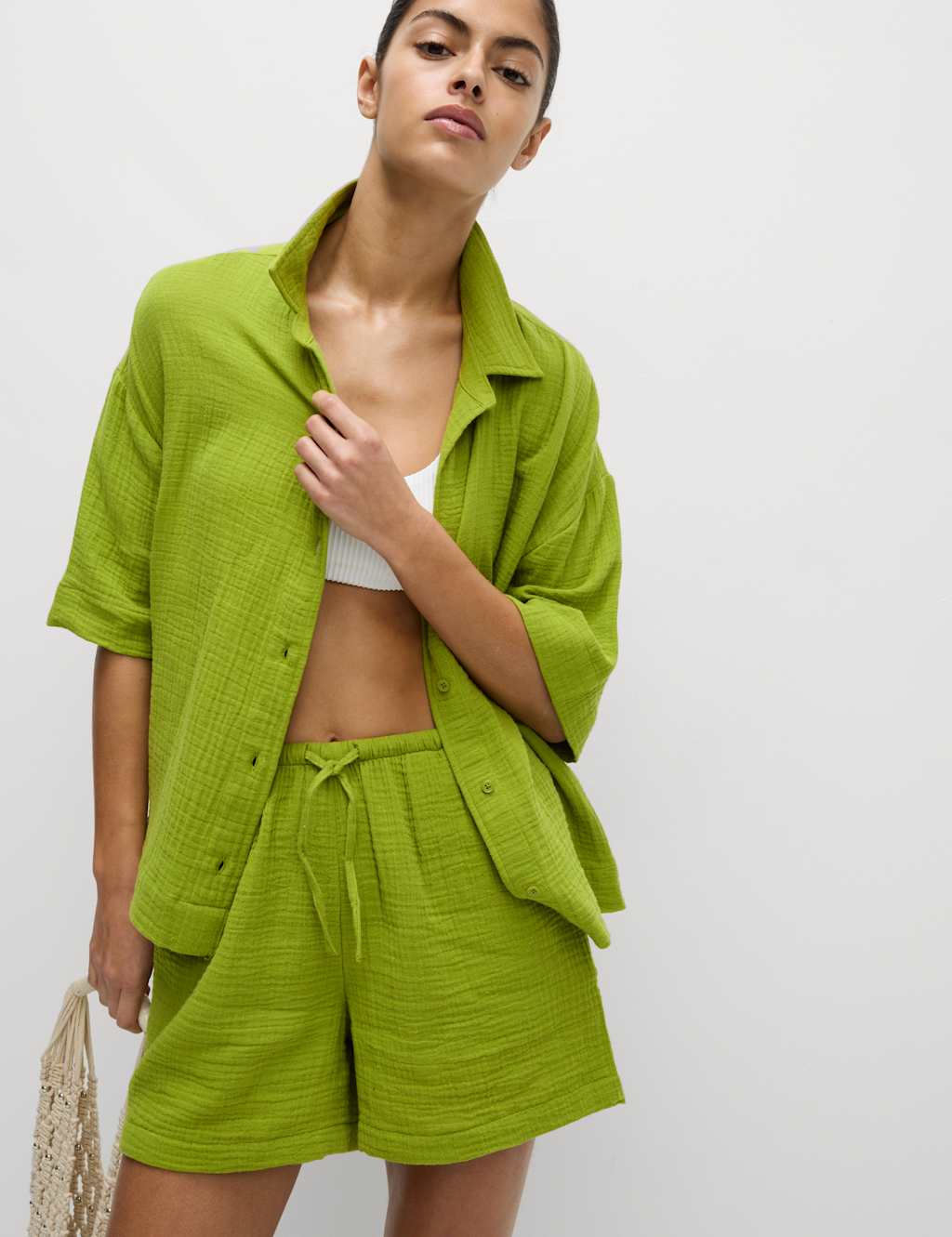 Pure Cotton Textured Collared Beach Shirt 3 of 5