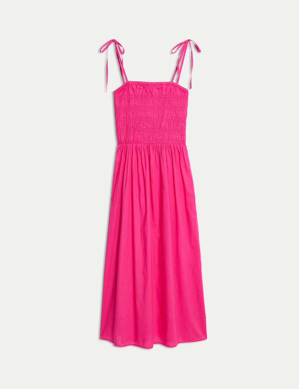 Pure Cotton Square Neck Shirred Midi Cami Dress 2 of 6