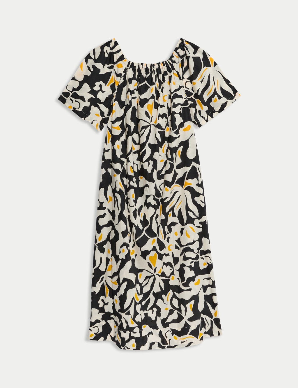 Pure Cotton Printed Bardot Midaxi Dress 2 of 4