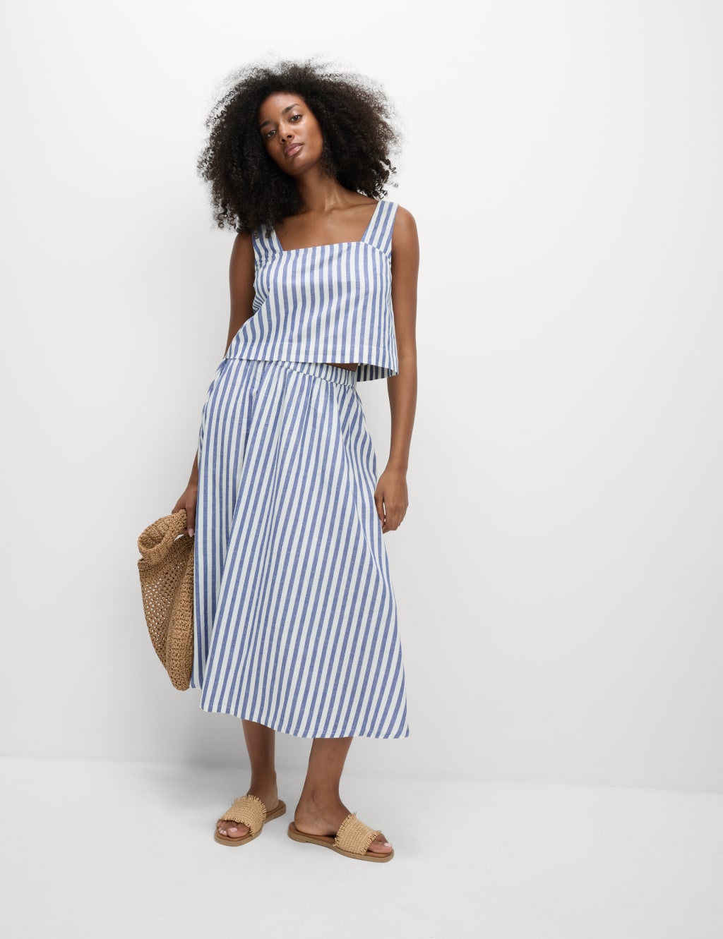 Printed Midaxi Beach Skirt with Linen 5 of 5