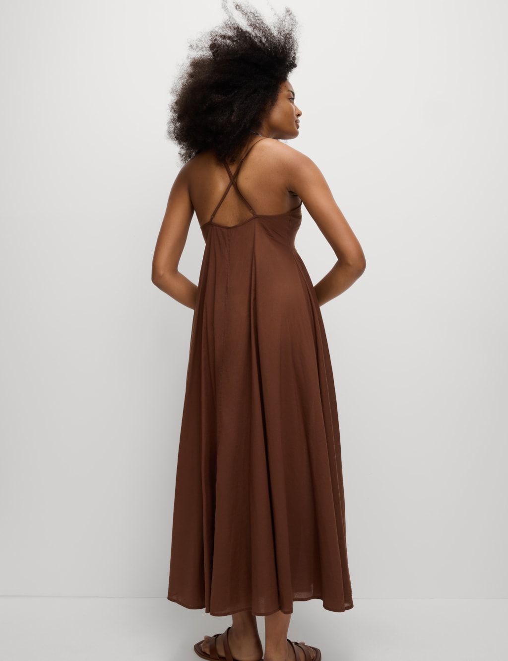 Pure Cotton Strappy V-Neck Midaxi Beach Dress 5 of 5