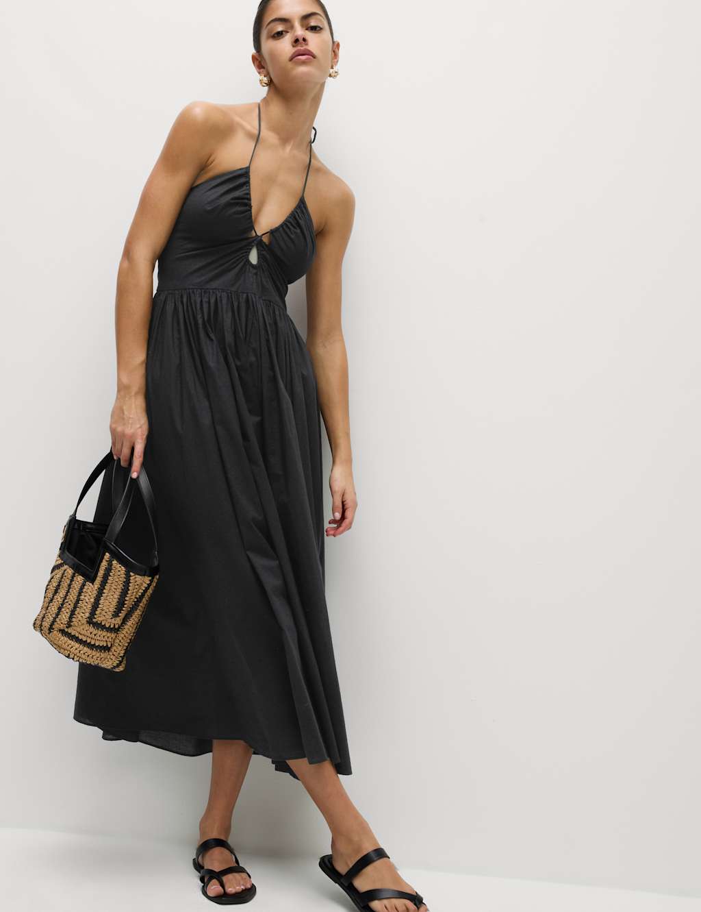 Pure Cotton Halter Neck Midaxi Beach Dress 3 of 5