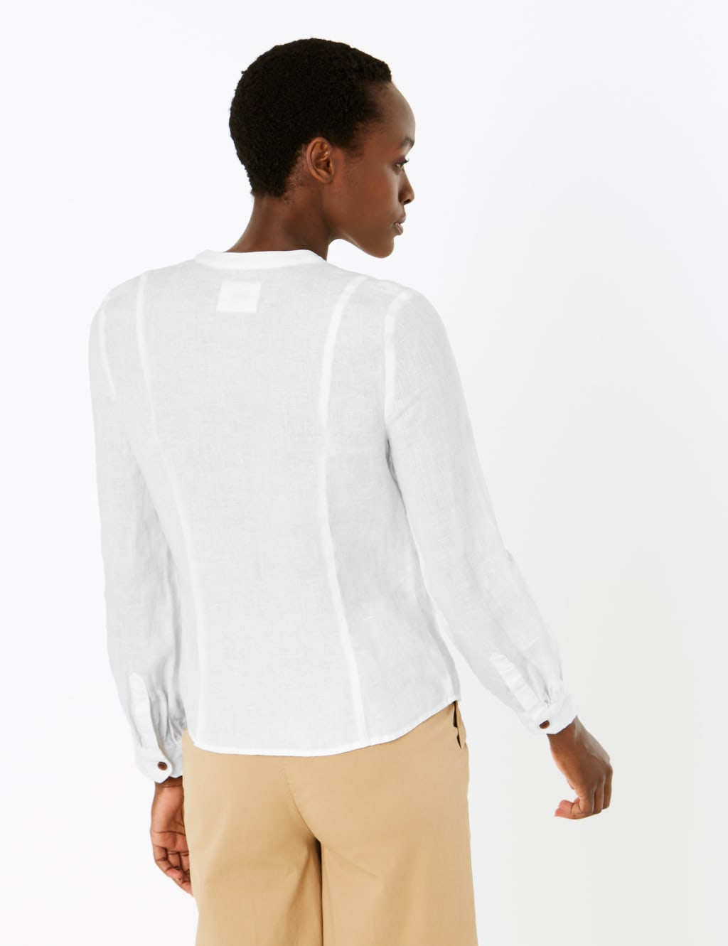 Pure Linen Collarless Fitted Shirt 4 of 4