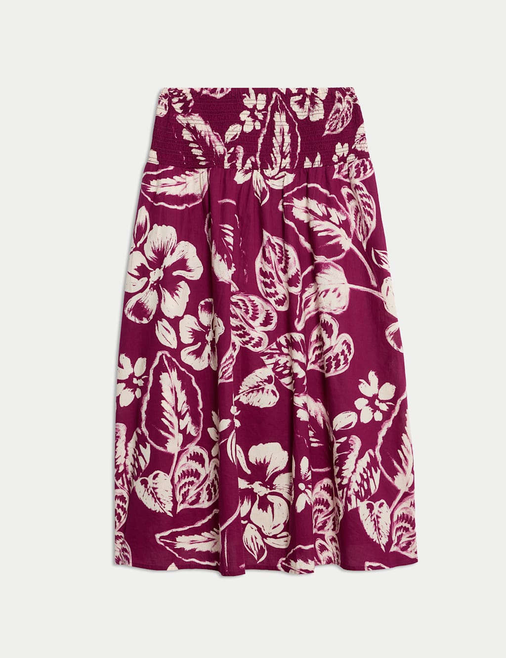 Pure Cotton Printed Shirred Midi Tiered Beach Skirt 2 of 6