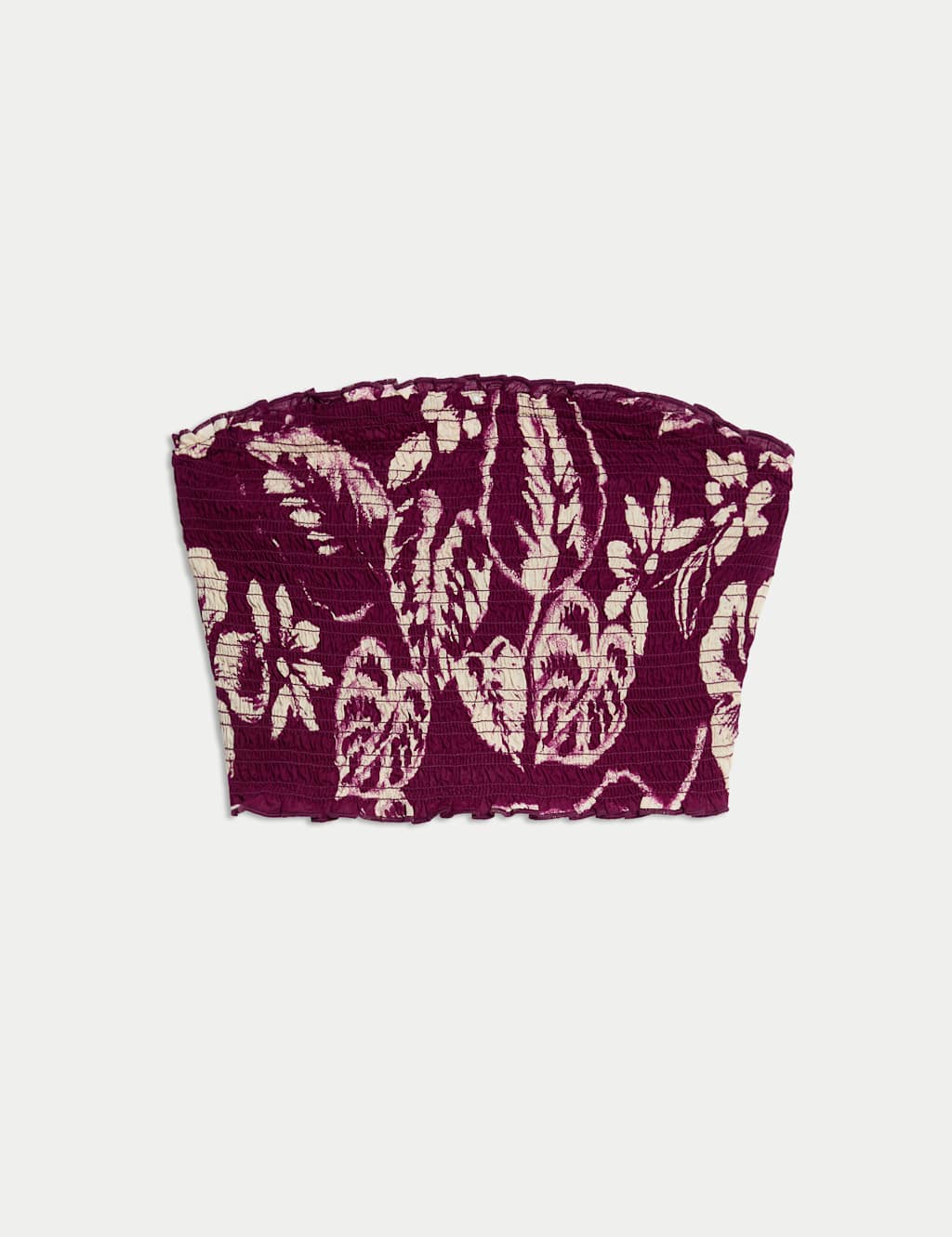 Pure Cotton Printed Shirred Cropped Bandeau Beach Top 2 of 7