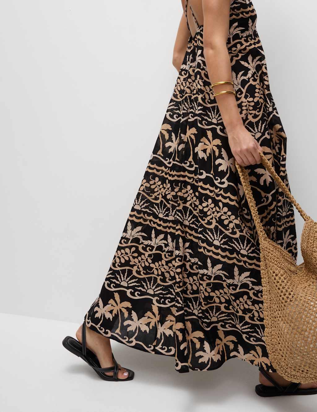Pure Cotton Printed V-Neck Beach Dress 3 of 6