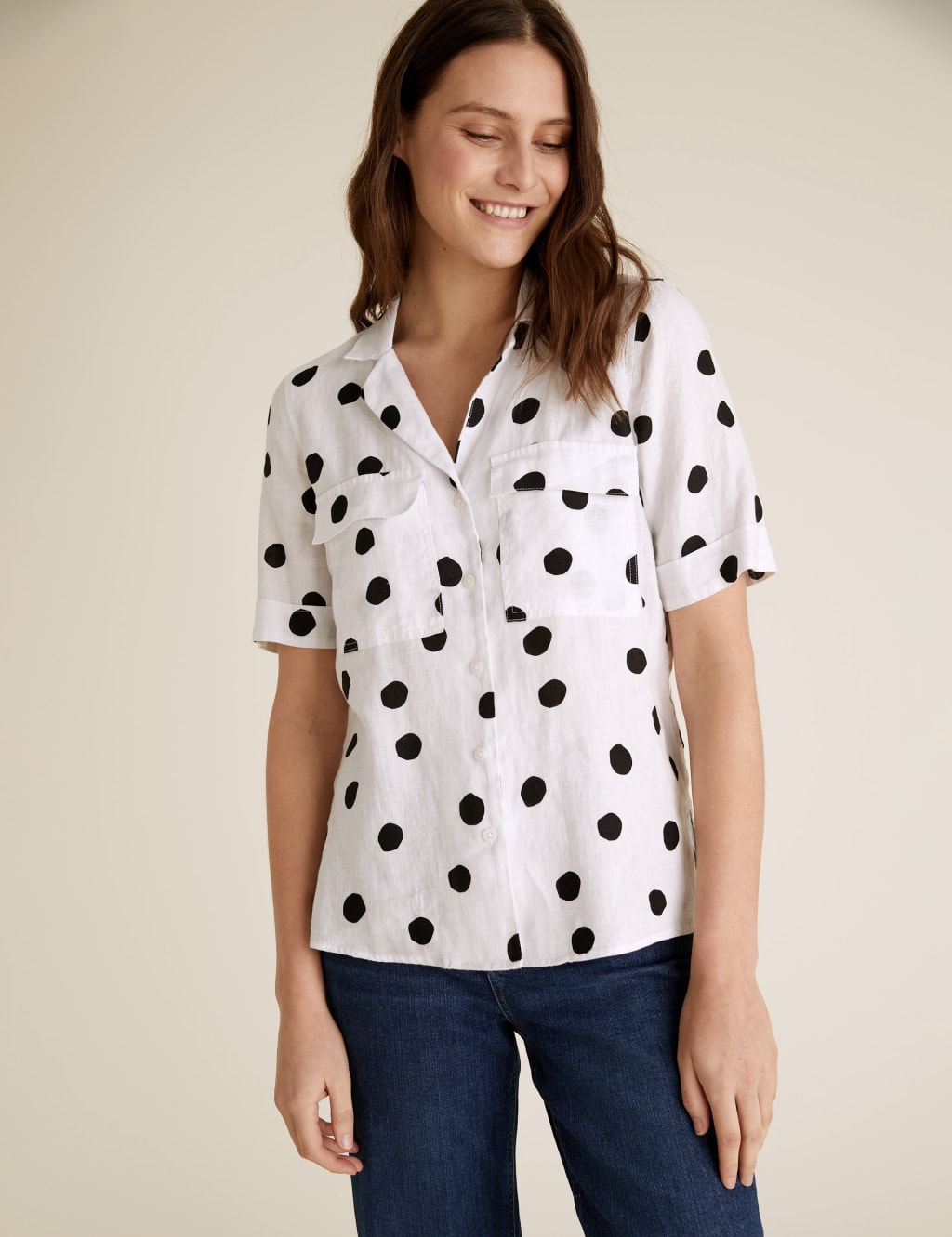 Polka dot short sleeve shirt best sale