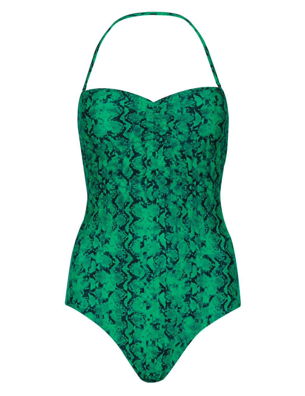 Secret Slimming Faux Snakeskin Print Padded Bandeau Swimsuit Limited Edition M S