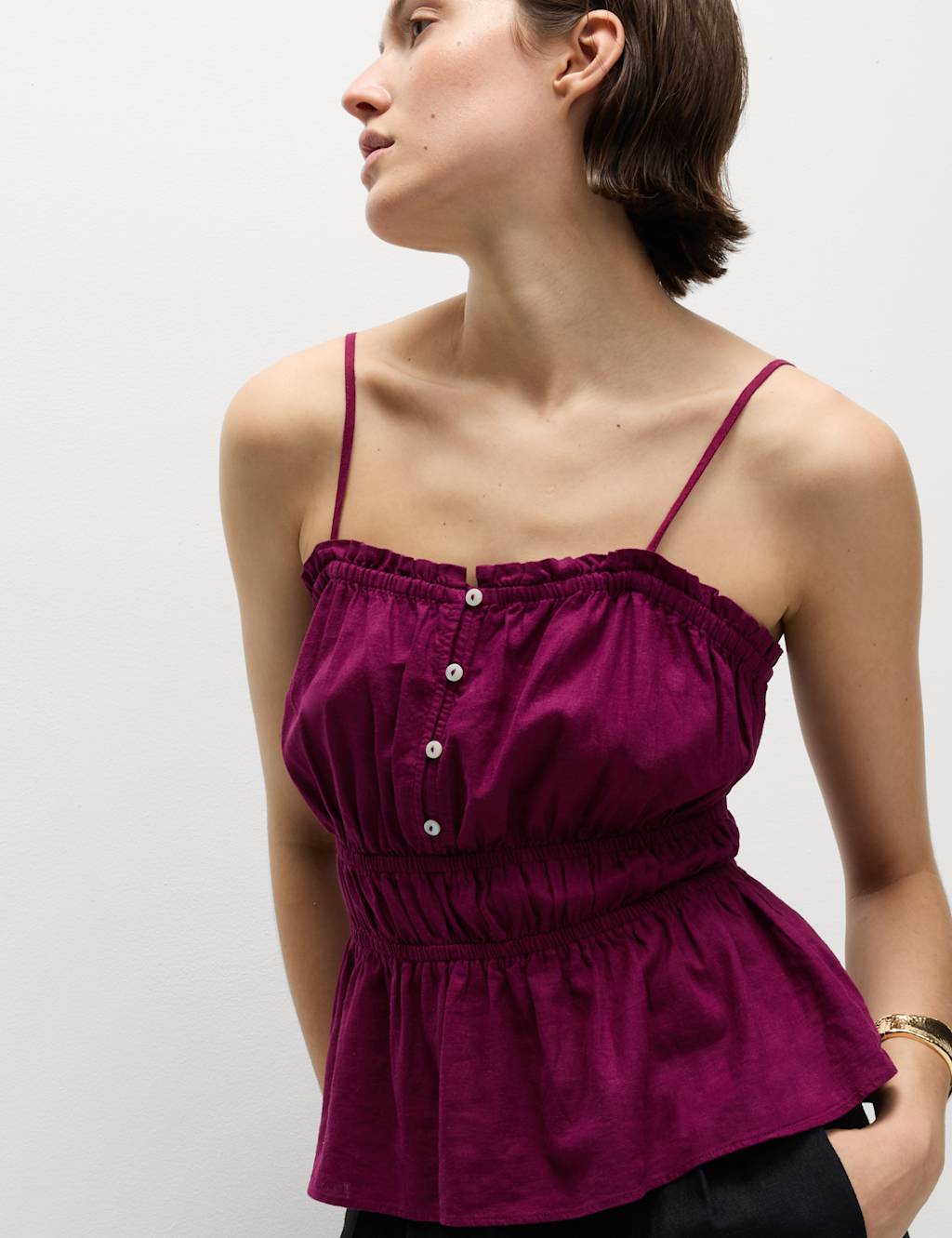 Linen Rich Sweetheart Neck Cami Top 4 of 5