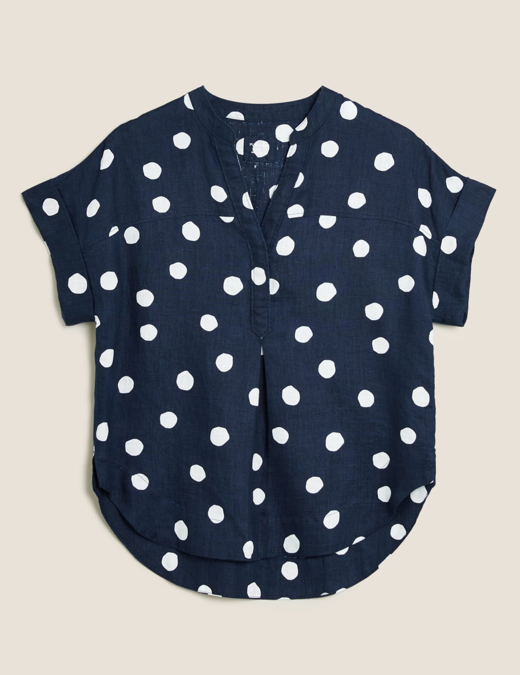 Pure Linen Polka Dot Short Sleeve Blouse 2 of 5