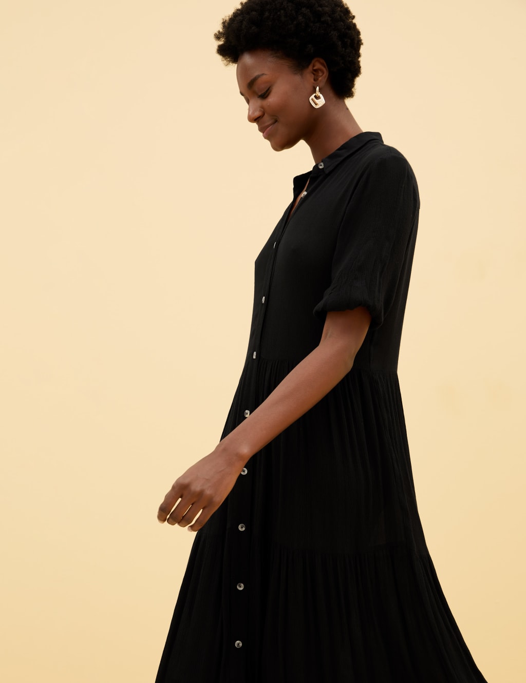 Button Through Maxi Tiered Dress 3 of 5