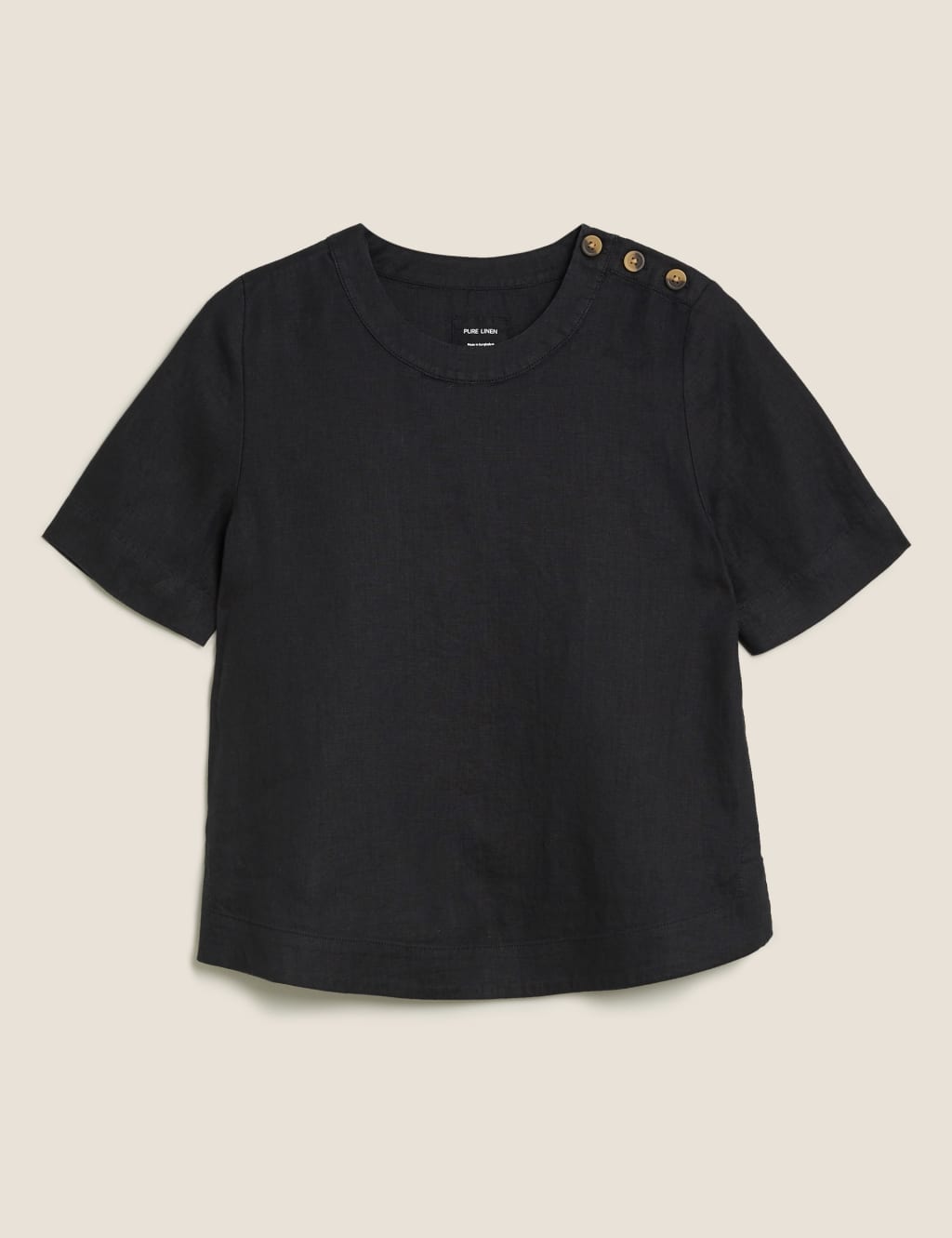 Pure Linen Button Detail Short Sleeve Top 2 of 4