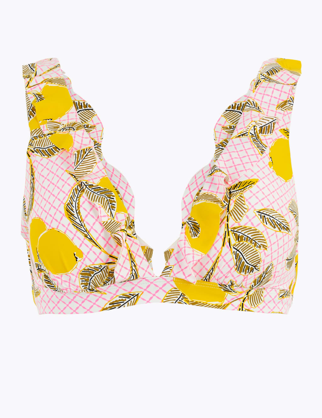 Lemon Print Padded Plunge Bikini Top 1 of 1