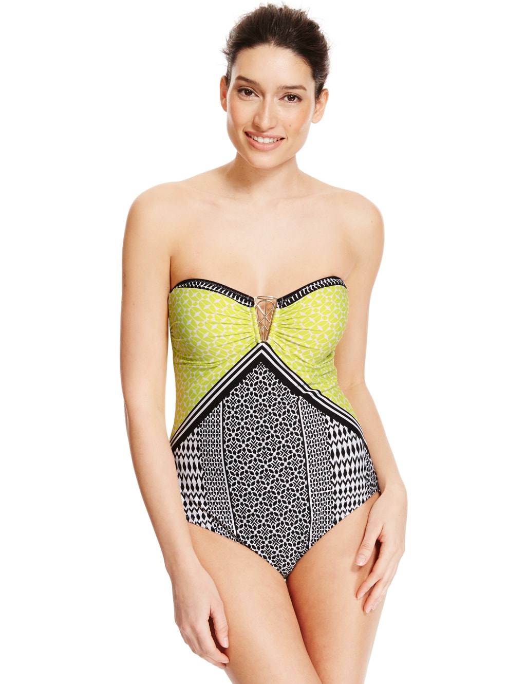 Secret Slimming Longer Length Tribal Placement Print Swimsuit M S Collection M S