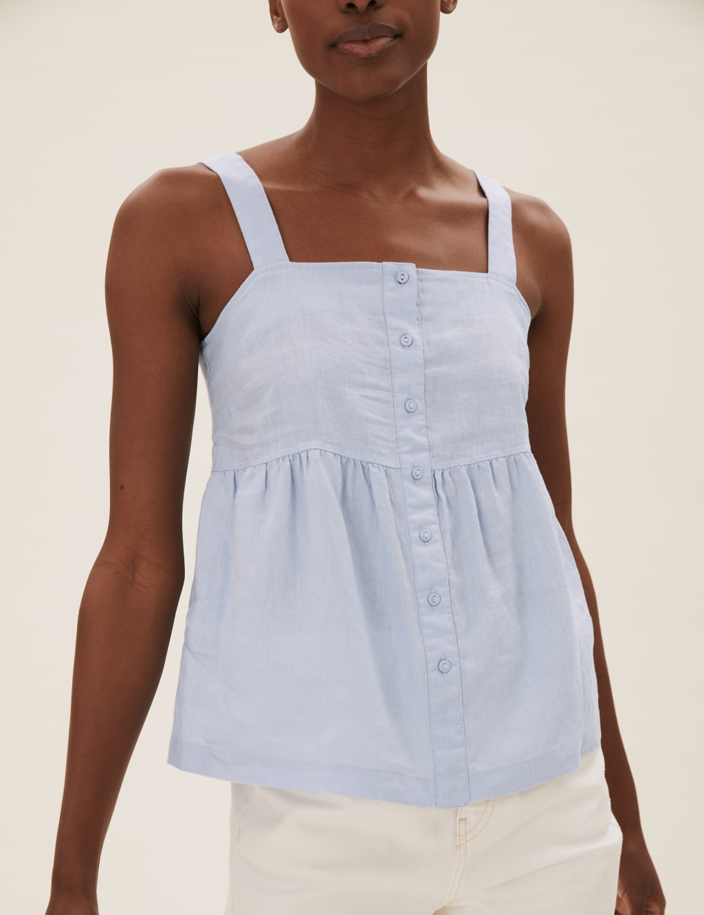 Pure Linen Button Detail Cami Top 5 of 5
