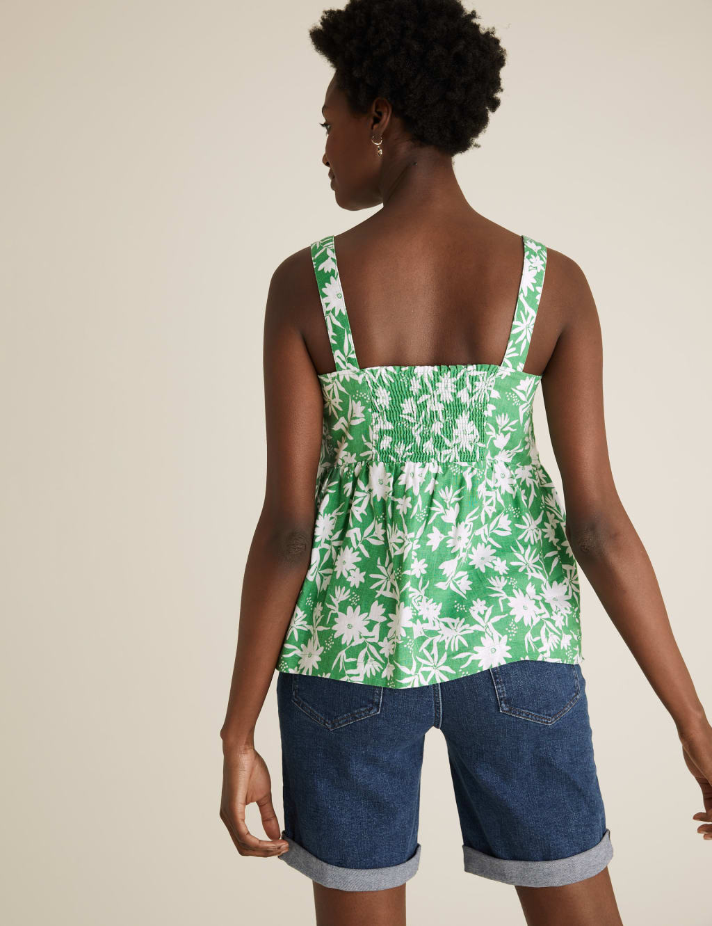 Pure Linen Floral Button Detail Cami Top 5 of 5