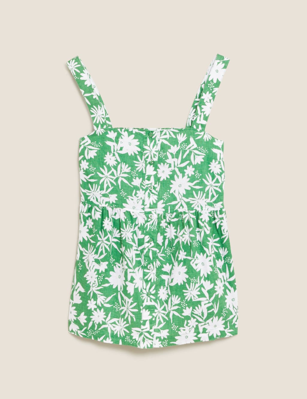 Pure Linen Floral Button Detail Cami Top 2 of 5