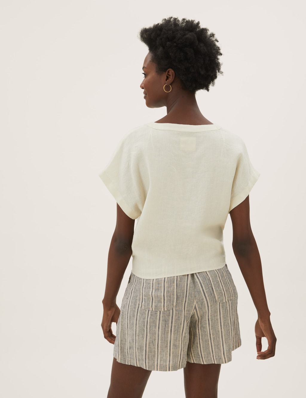 Pure Linen Tie Front Short Sleeve Top 4 of 5