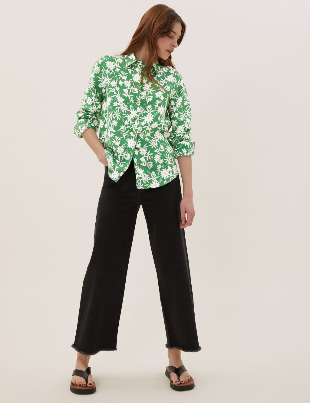 Pure Linen Floral Shirt 1 of 5