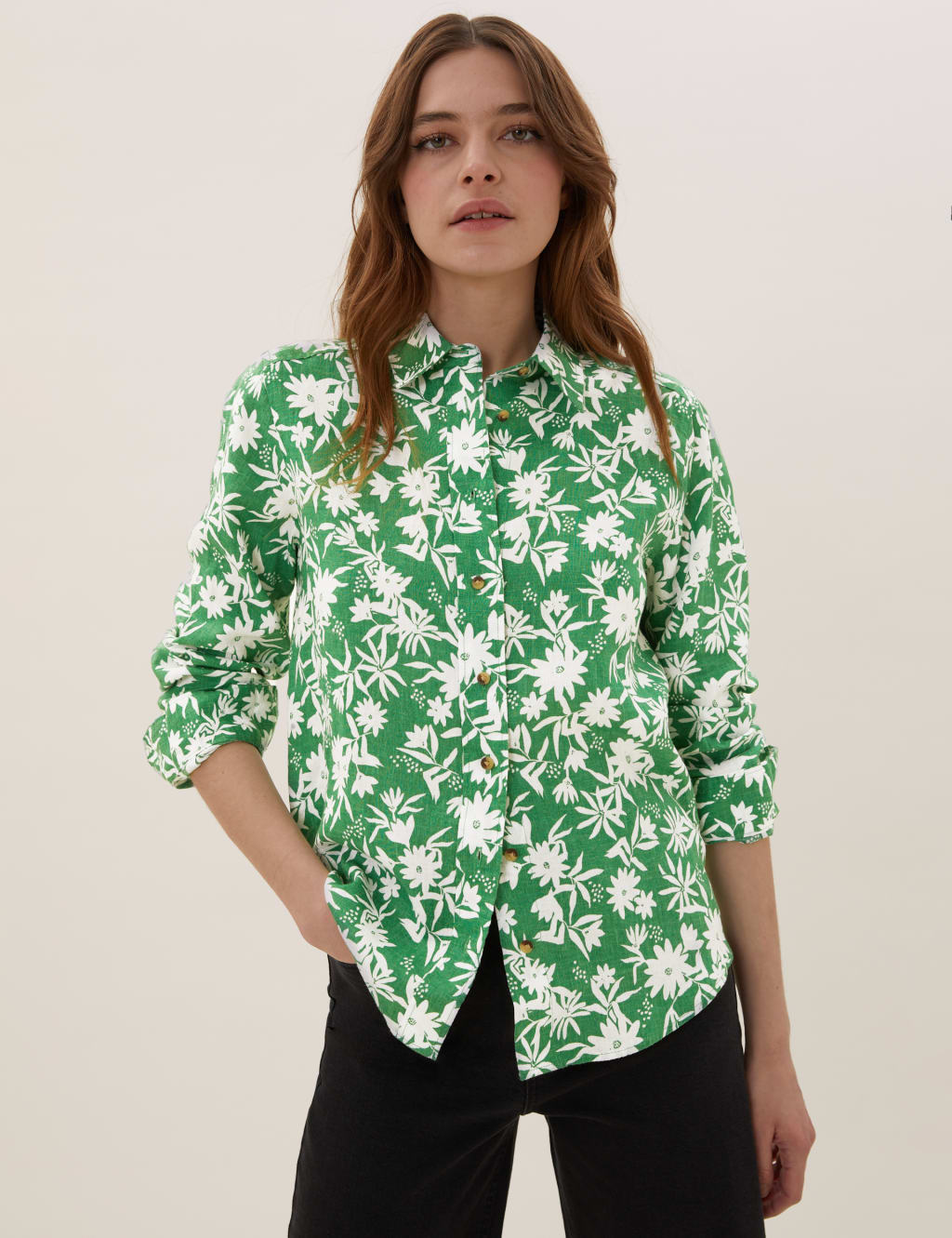 Pure Linen Floral Shirt 3 of 5