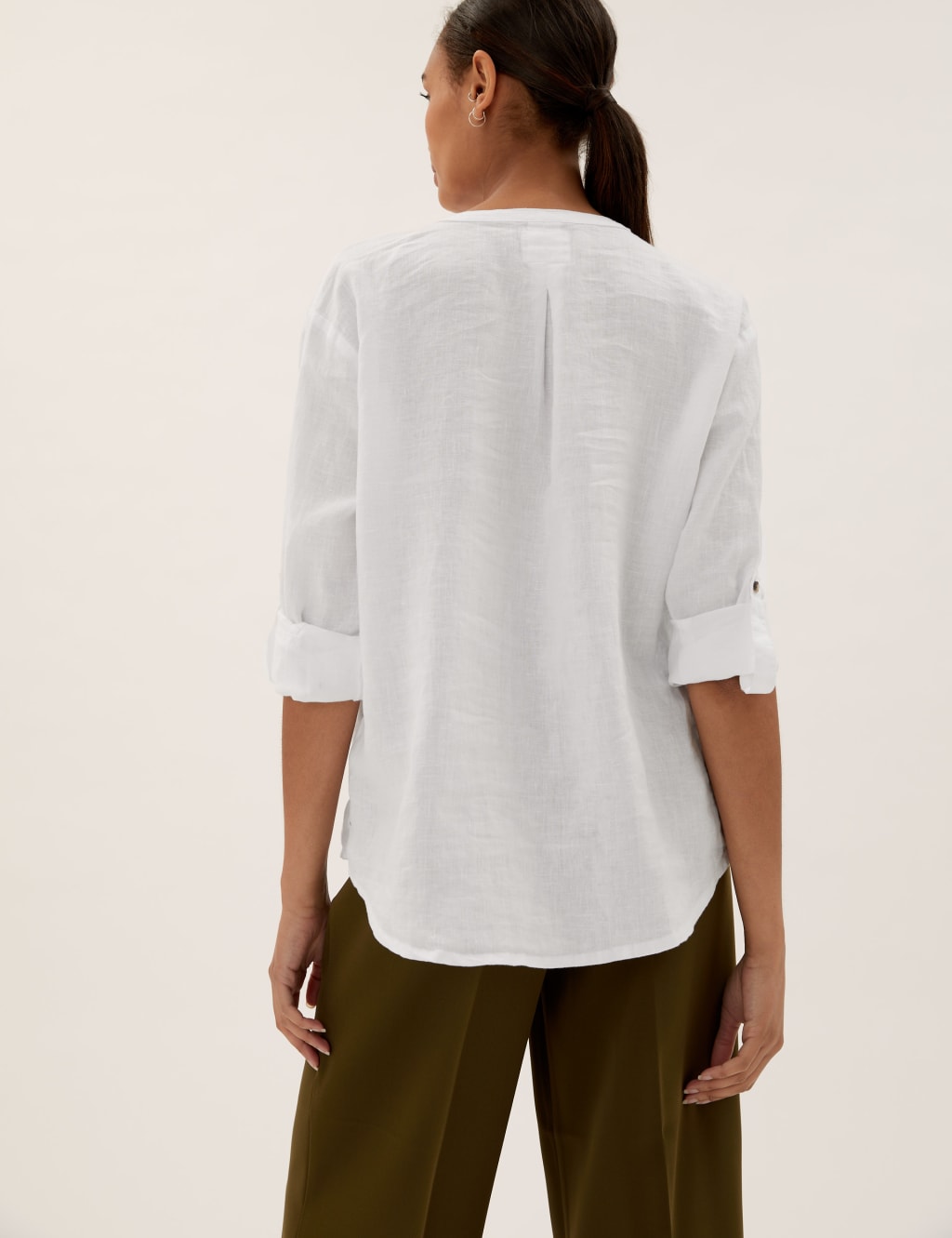 Pure Linen Collarless Long Sleeve Shirt 3 of 6