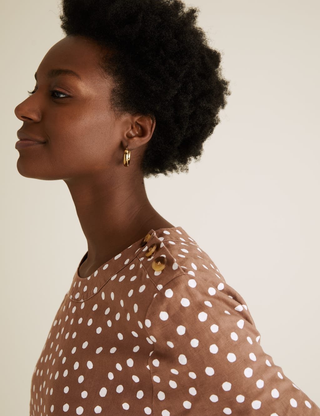 Pure Linen Polka Dot Short Sleeve Top 4 of 6