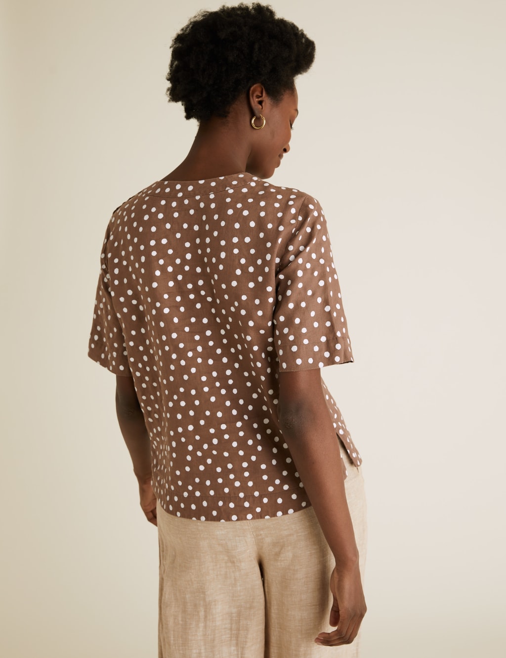 Pure Linen Polka Dot Short Sleeve Top 5 of 6