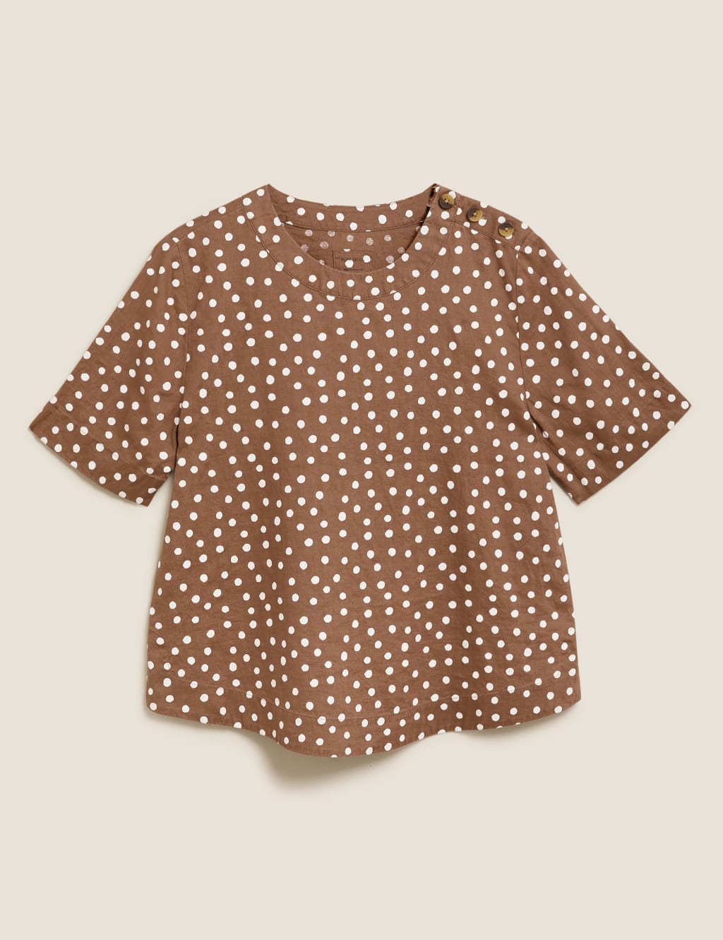 Pure Linen Polka Dot Short Sleeve Top 2 of 6