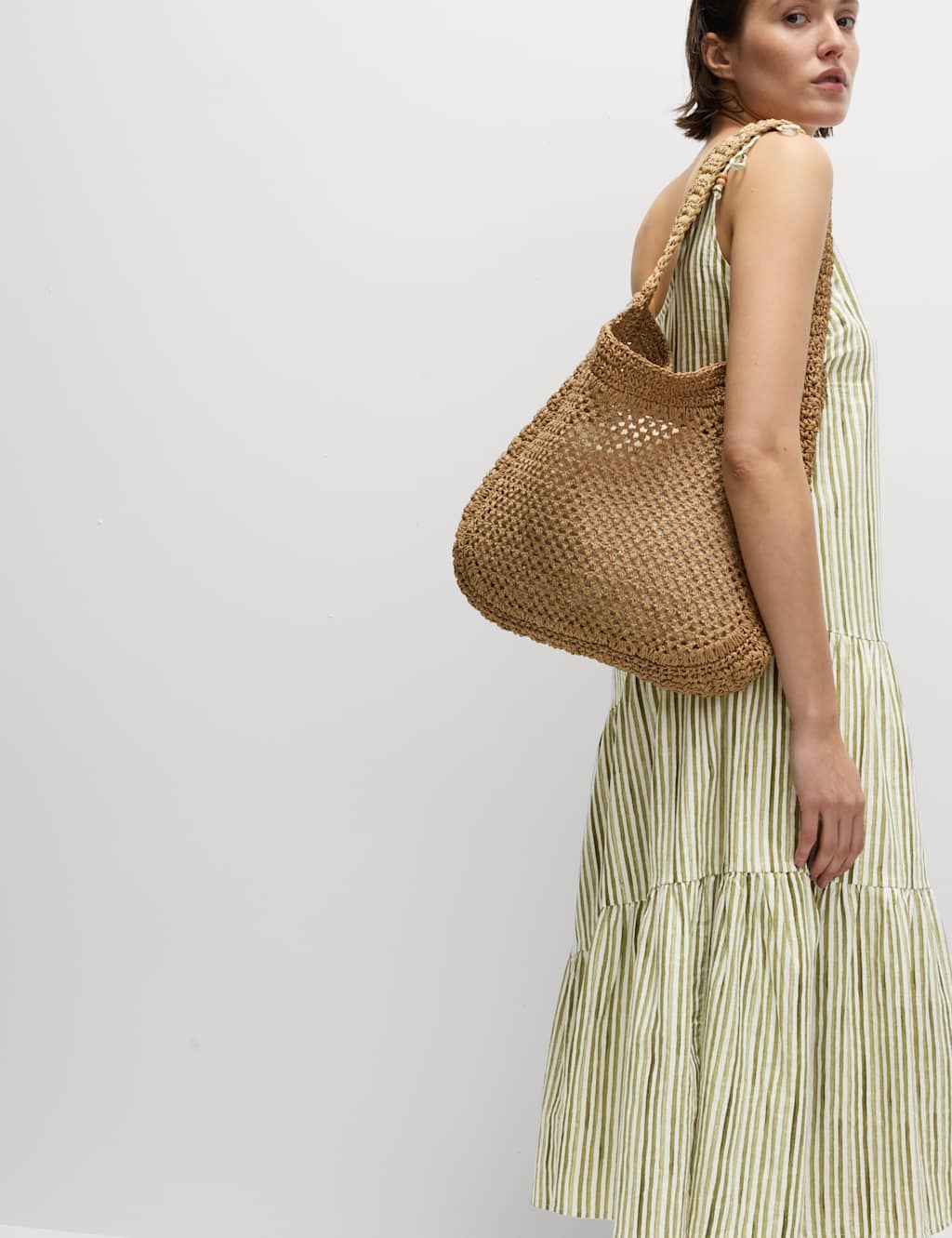 Linen Rich Tie Shoulder Midi Swing Dress 4 of 5