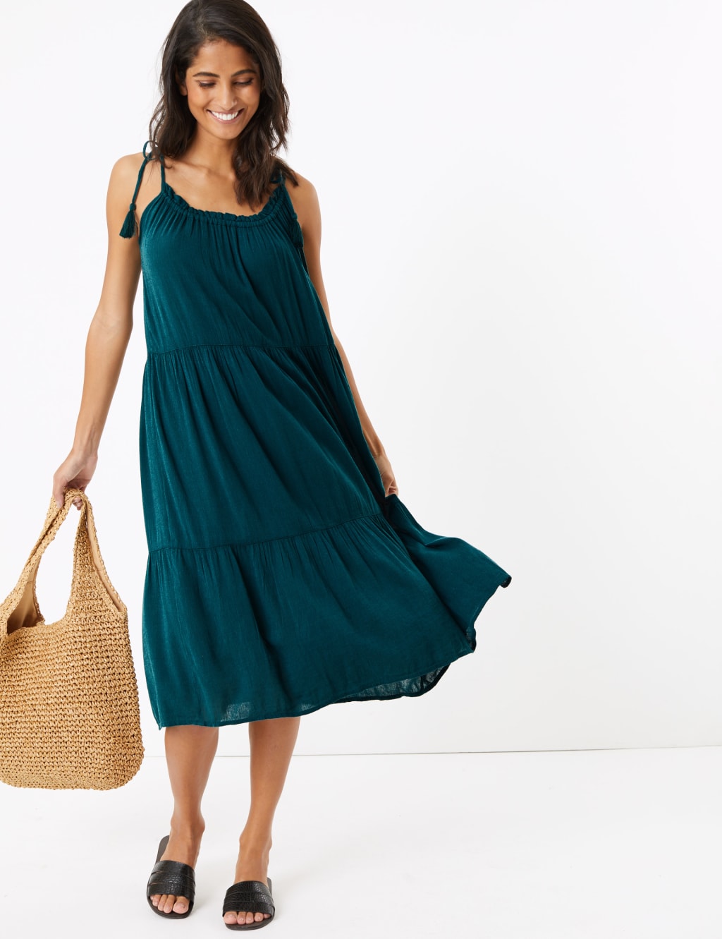 Cotton Rich Beach Slip Midi Dress 3 of 5