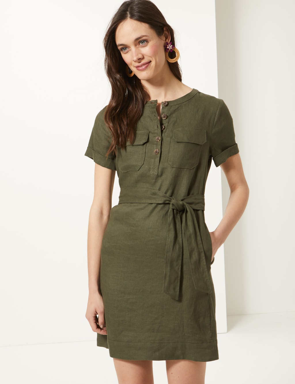 M&s womens linen dresses discount
