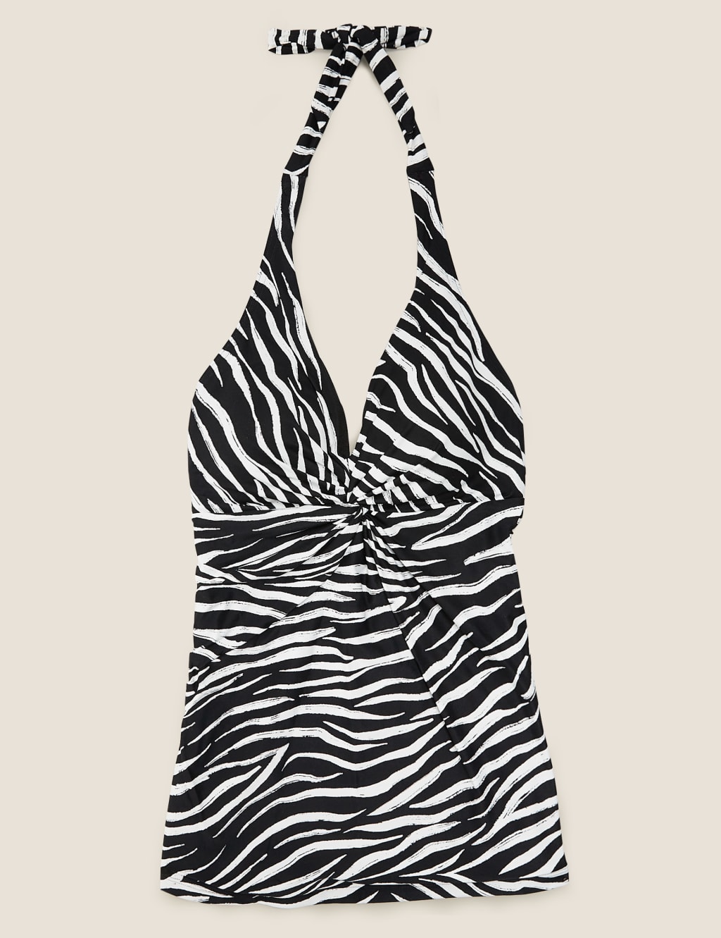 Zebra Print Padded Halterneck Tankini Top 2 of 6