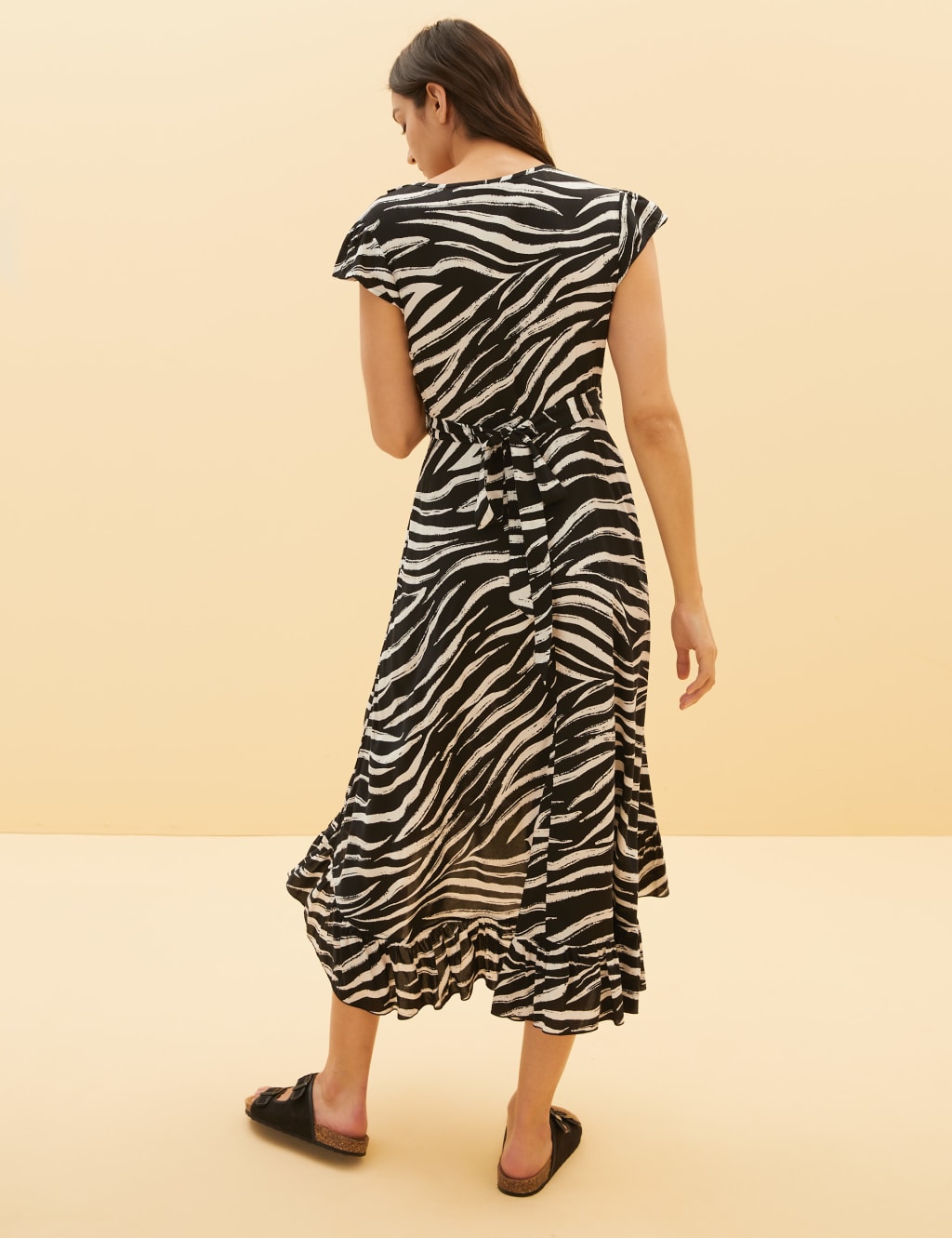 Zebra Print Wrap Midi Beach Dress 5 of 5