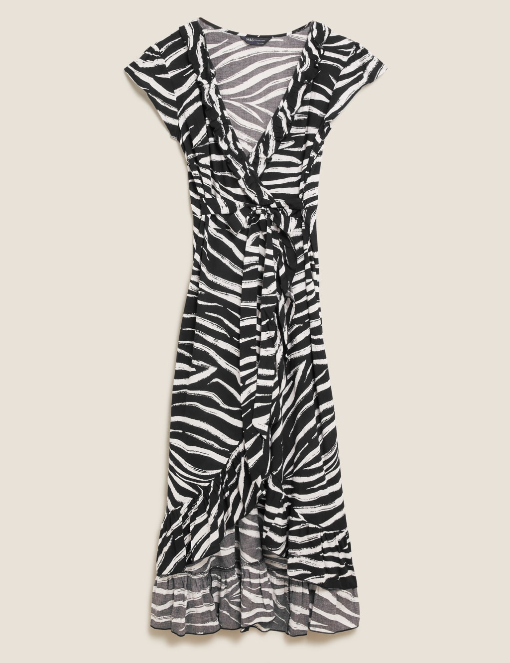 Zebra Print Wrap Midi Beach Dress 2 of 5