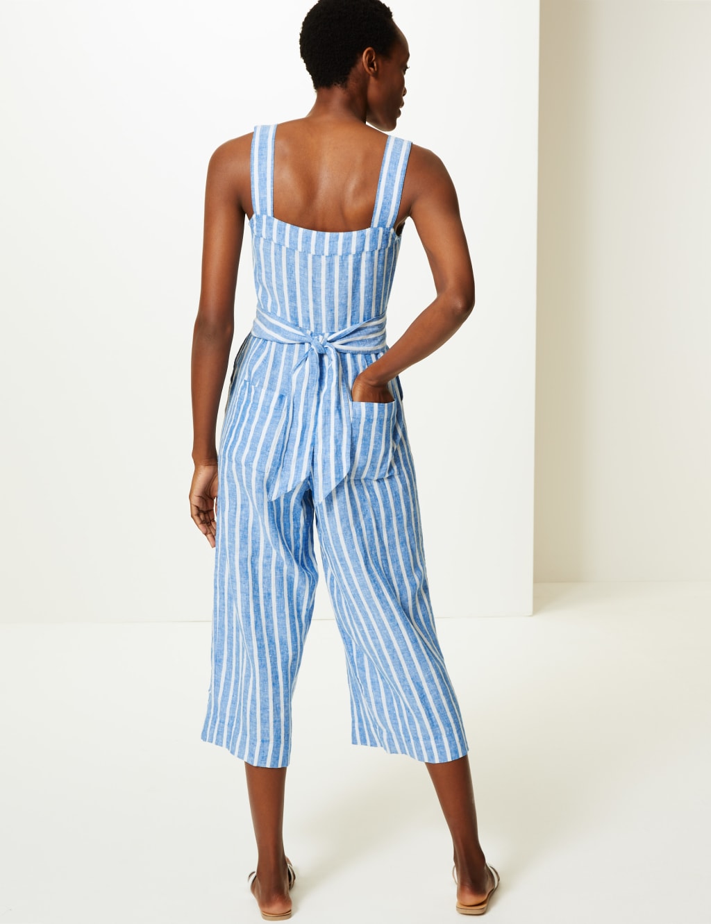 Pure Linen Striped Jumpsuit 4 of 5