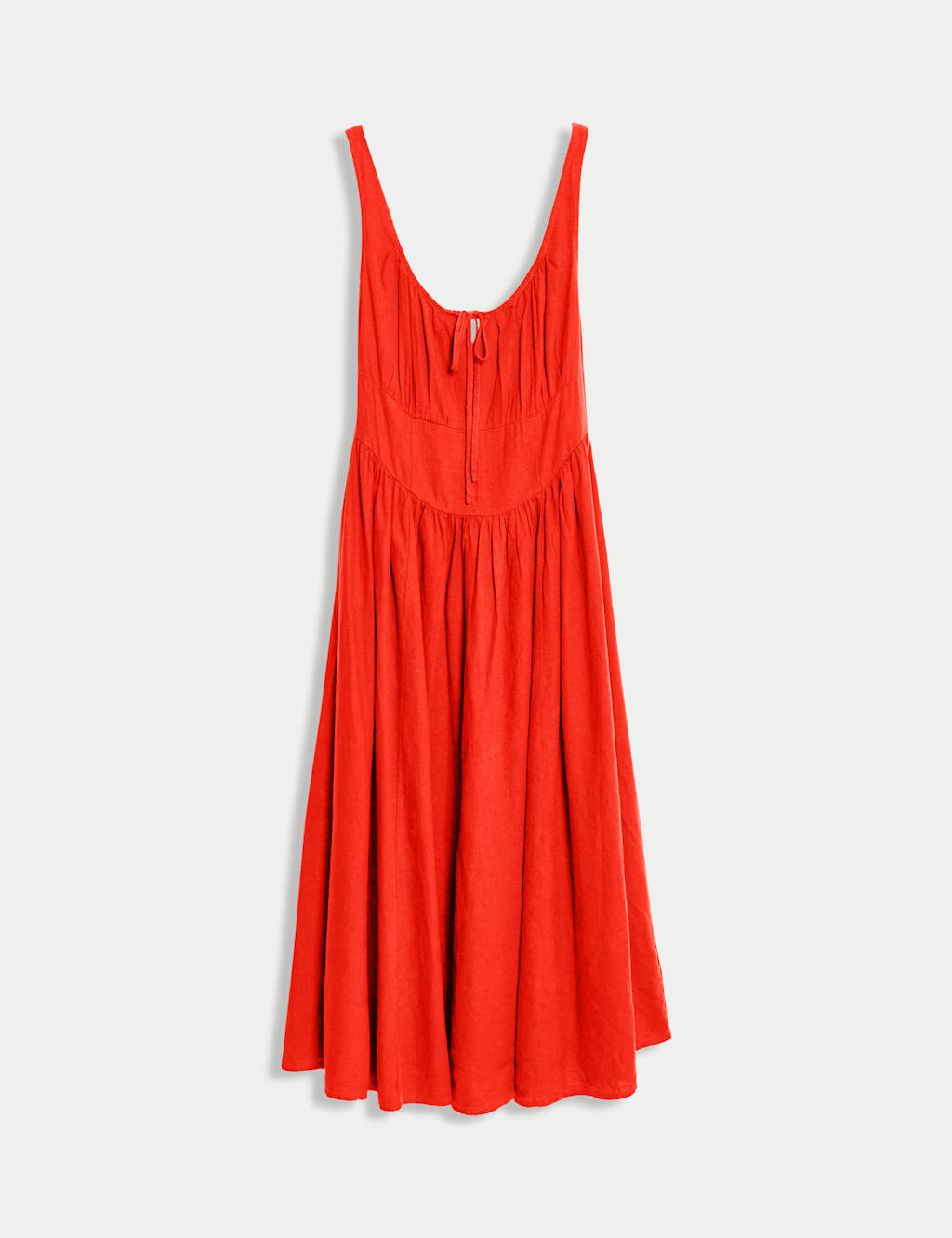 Linen Rich Round Neck Strappy Midi Swing Dress 2 of 6