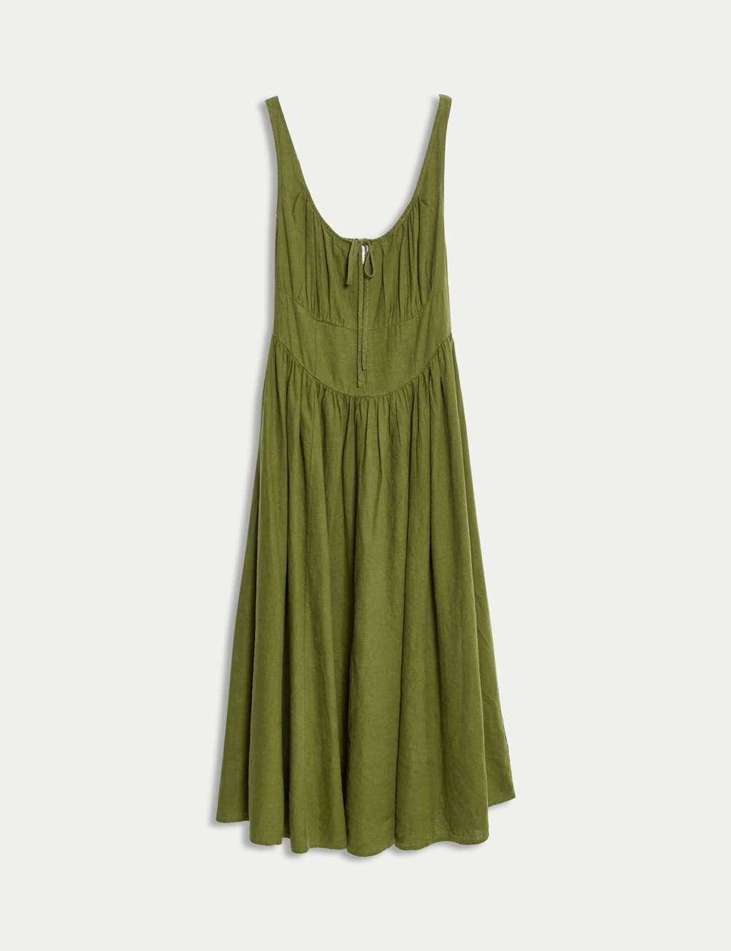 Linen Rich Round Neck Strappy Midi Swing Dress 2 of 5