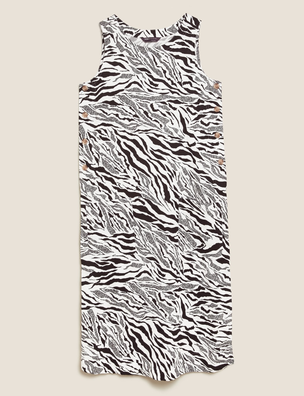Linen Animal Print Midi Shift Dress 2 of 5